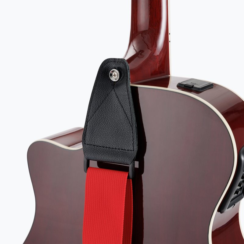 On-Stage GSA10RD Guitar Strap with Leather Ends - Red