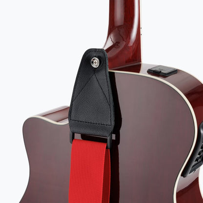 On-Stage GSA10RD Guitar Strap with Leather Ends - Red