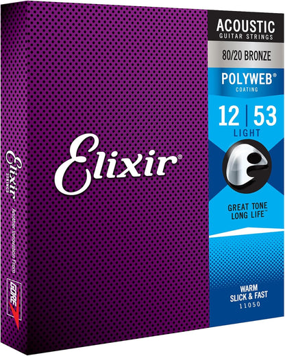Elixir 11050 Acoustic Guitar Strings 80/20 Bronze - Light - POLYWEB Coating (12-53)