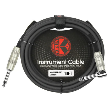 Kirlin IP-202PR-10FT/BK 20AWG Instrument Cable Straight To Right Angle 10 FT - Black