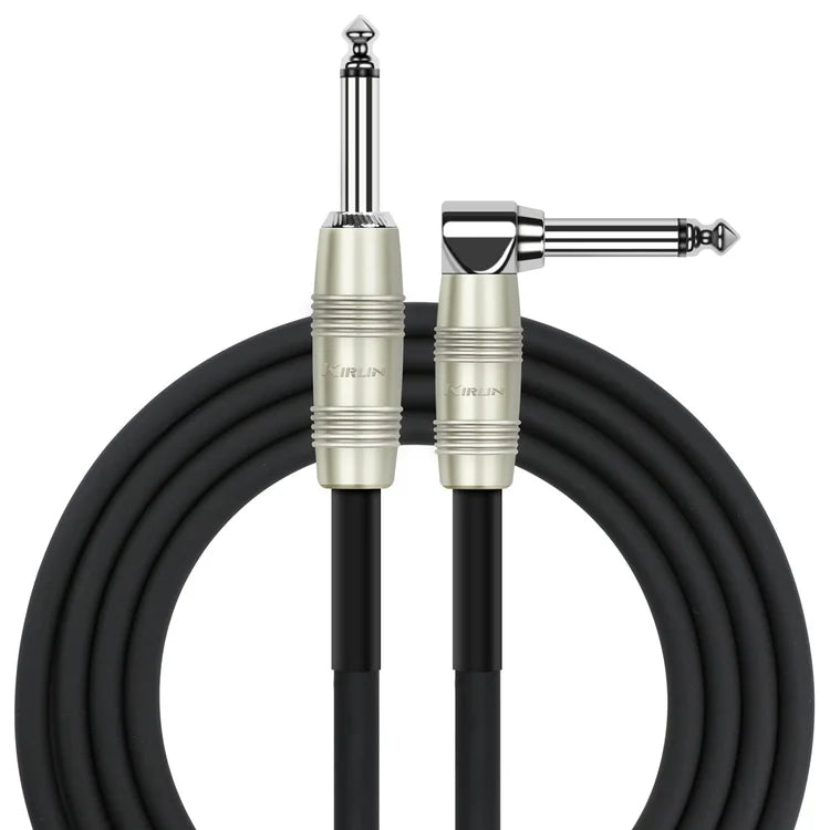 Kirlin IP-202PR-10FT/BK 20AWG Instrument Cable Straight To Right Angle 10 FT - Black