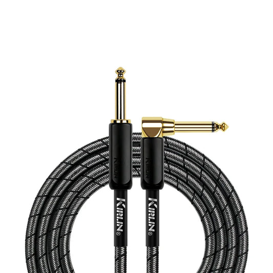 Kirlin IWB-202BEGL-10FT/BM Premium Plus Instrument Cable Straight To Right Angle 10 FT - BLACK/METALLIC