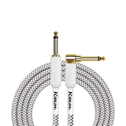 Kirlin IWB-202WEGL-20FT/WT Premium Plus Instrument Cable Straight To Right Angle 20 FT - White