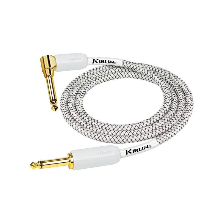 Kirlin IWB-202WEGL-20FT/WT Premium Plus Instrument Cable Straight To Right Angle 20 FT - White