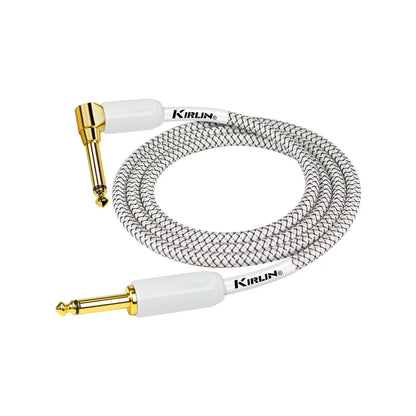 Kirlin IWB-202WEGL-20FT/WT Premium Plus Instrument Cable Straight To Right Angle 20 FT - White