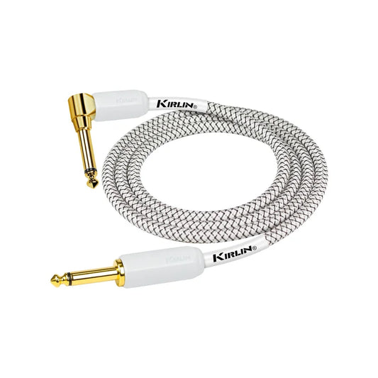 Kirlin IWB-202WEGL-20FT/WT Premium Plus Instrument Cable Straight To Right Angle 20 FT - White