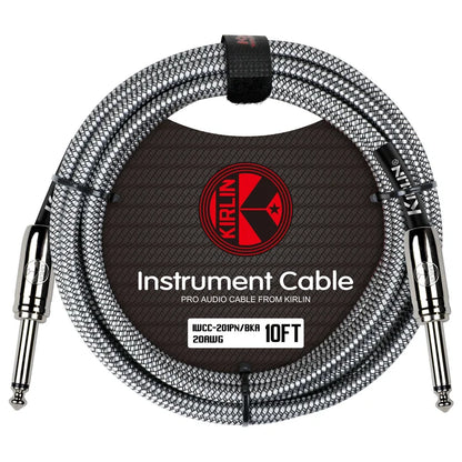 Kirlin IWCC-201PN-10FT/BKA Woven Instrument Cable Straight To Straight 10FT- BKA