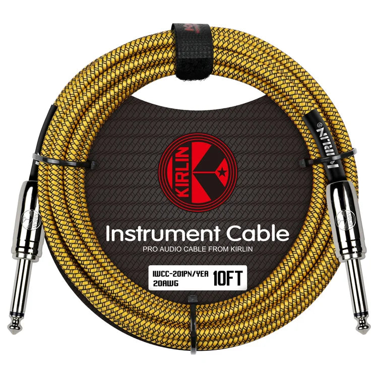 Kirlin IWCC-201PN-10FT/YEA Woven Instrument Cable Straight To Straight 10FT - Gold