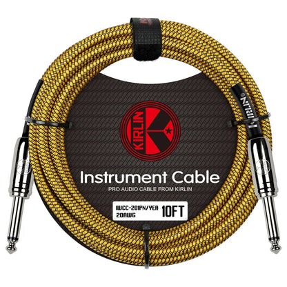 Kirlin IWCC-201PN-10FT/YEA Woven Instrument Cable Straight To Straight 10FT - Gold