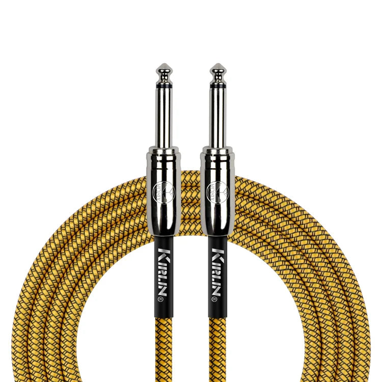 Kirlin IWCC-201PN-20FT/YEA Woven Instrument Cable Straight To Straight 20FT - Gold