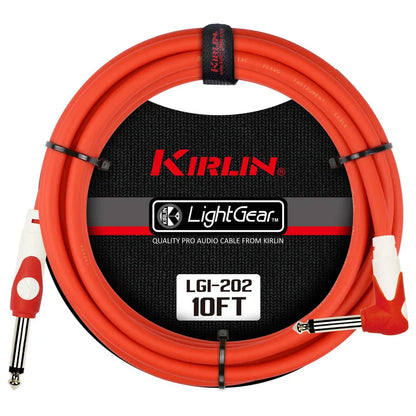 Kirlin LGI-202-10FT/RD LightGear Instrument Cable Straight To Right Angle 10 FT - Red