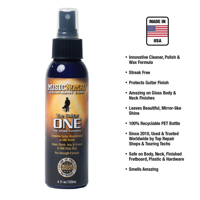 MUSIC NOMAD The Guitar ONE - All in 1 Cleaner, Polish, Wax for Gloss Finishes - MN103