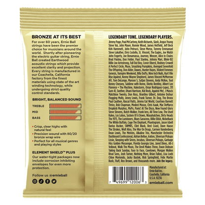 ERNIE BALL P02006 EXTRA LIGHT EARTHWOOD 80/20 BRONZE ACOUSTIC GUITAR STRINGS (10-50) GAUGE