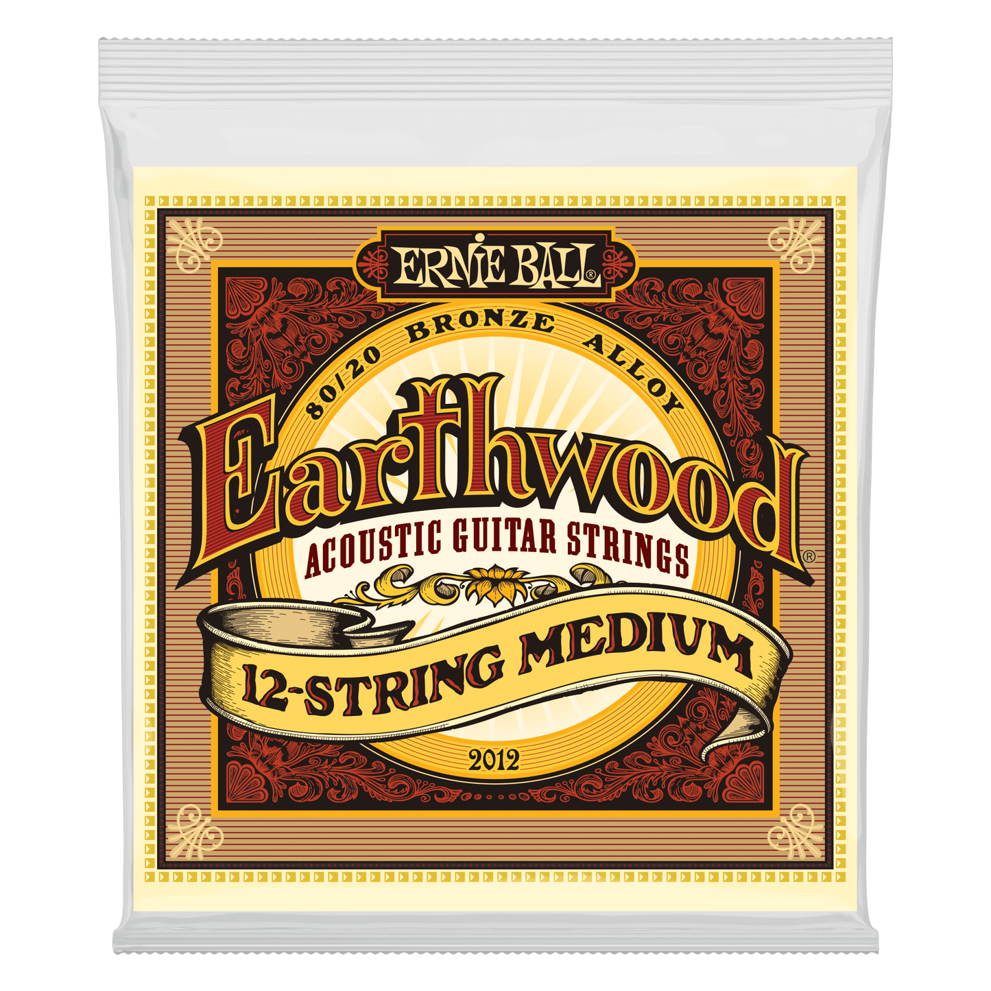 ERNIE BALL P02012 MEDIUM EARTHWOOD 80/20 BRONZE 12-STRING ACOUSTIC GUITAR STRINGS 11-52 GAUGE