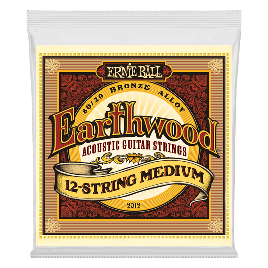 ERNIE BALL P02012 MEDIUM EARTHWOOD 80/20 BRONZE 12-STRING ACOUSTIC GUITAR STRINGS 11-52 GAUGE