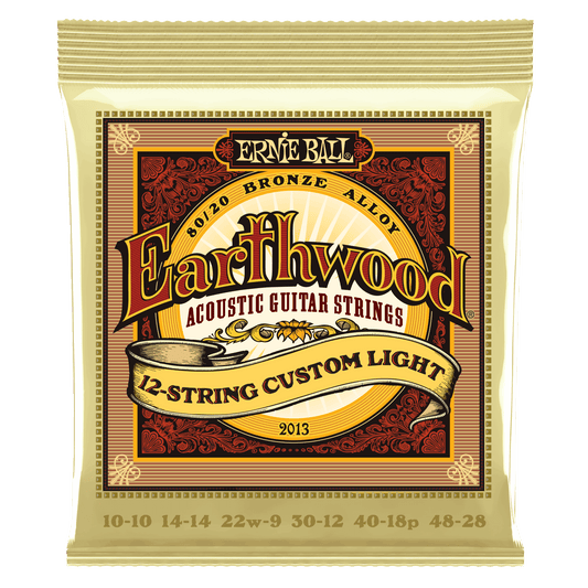 ERNIE BALL P02013 CUSTOM LIGHT EARTHWOOD 80/20 BRONZE 12-STRING ACOUSTIC GUITAR STRINGS 10-48 GAUGE