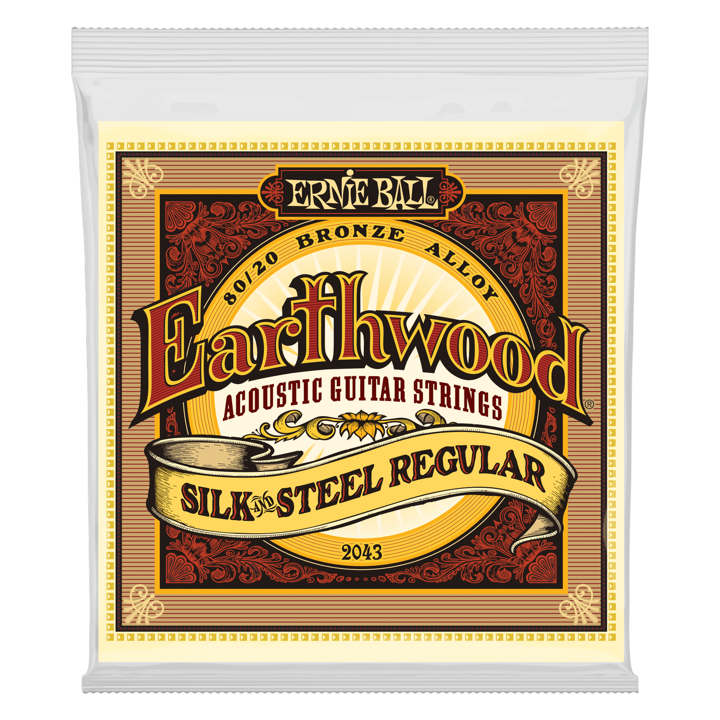 ERNIE BALL P02043 Regular Earthwood 80/20 Bronze Silk & Steel Acoustic Guitar Strings 13-56 Gauge