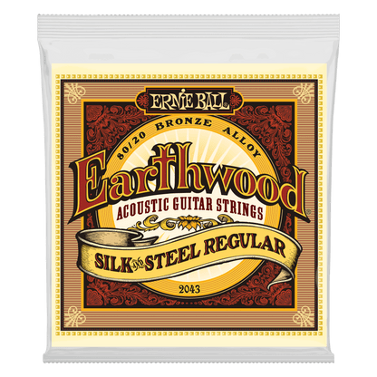ERNIE BALL P02043 Regular Earthwood 80/20 Bronze Silk & Steel Acoustic Guitar Strings 13-56 Gauge