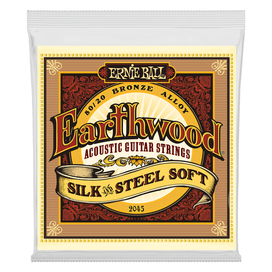 Erie Ball P02045 Soft Earthwood 80/20 Bronze Silk & Steel Acoustic Guitar Strings (11-52) Gauge