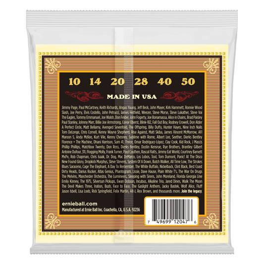 ERNIE BALL P02047 Extra Soft Earthwood 80/20 Bronze Silk & Steel Acoustic Guitar Strings 10-50 Gauge