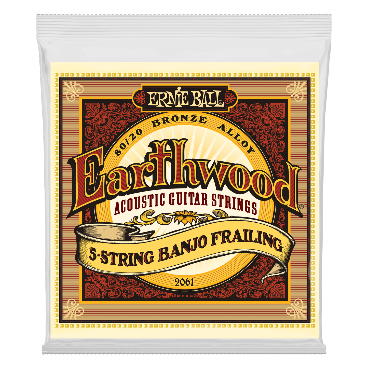 Erine Ball P02061 Earthwood 80/20 Bronze Loop End 5-String Frailing Banjo Strings 10-24 Gauge