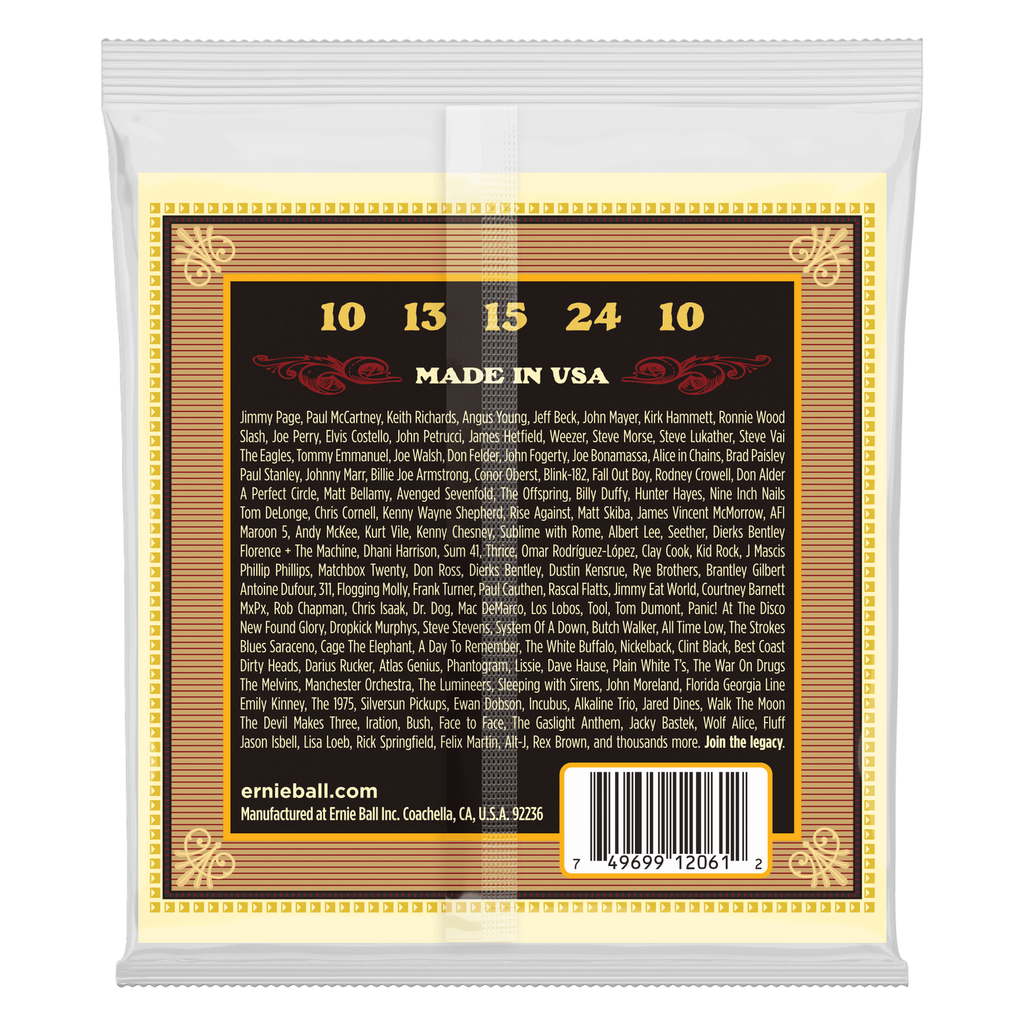 Erine Ball P02061 Earthwood 80/20 Bronze Loop End 5-String Frailing Banjo Strings 10-24 Gauge