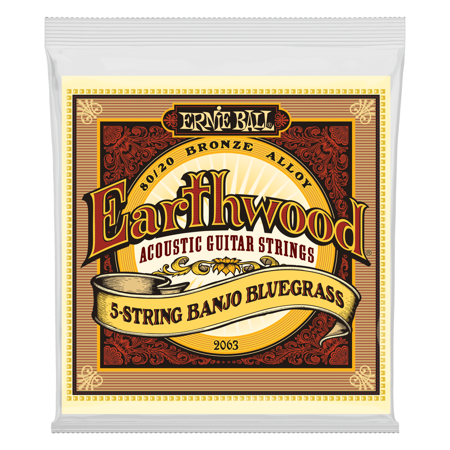 Erine Ball P02063 Earthwood 80/20 Bronze Loop End 5-String Bluegrass Banjo Strings (9-20) Gauge