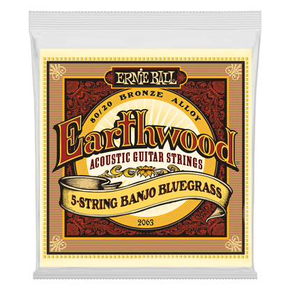 Erine Ball P02063 Earthwood 80/20 Bronze Loop End 5-String Bluegrass Banjo Strings (9-20) Gauge