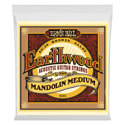 Ernie Ball P02065 Medium Earthwood 80/20 Bronze Loop End Mandolin Strings (10-36) Gauge