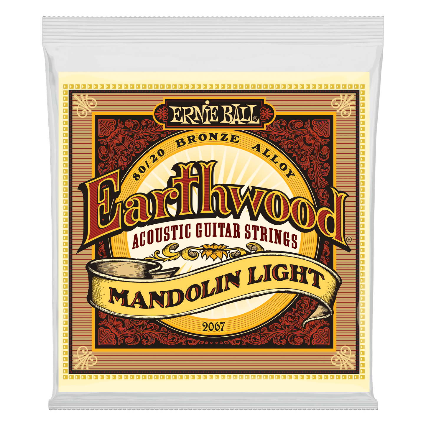Ernie Ball P02067 Light Earthwood 80/20 Bronze Loop End Mandolin Strings 9-34 Gauge