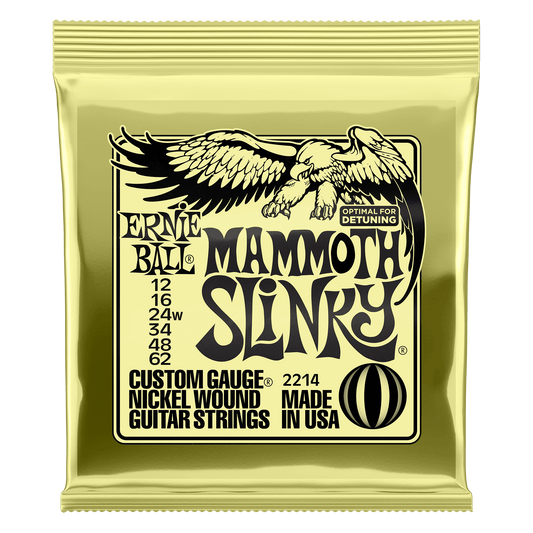 Ernie Ball P02214 Mammoth Slinky Nickel Wound Electric Guitar Strings with wound G (12-62) Gauge