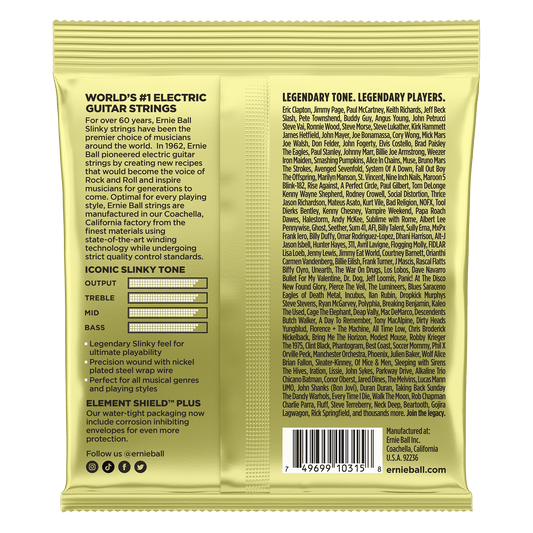 Ernie Ball P02214 Mammoth Slinky Nickel Wound Electric Guitar Strings with wound G (12-62) Gauge