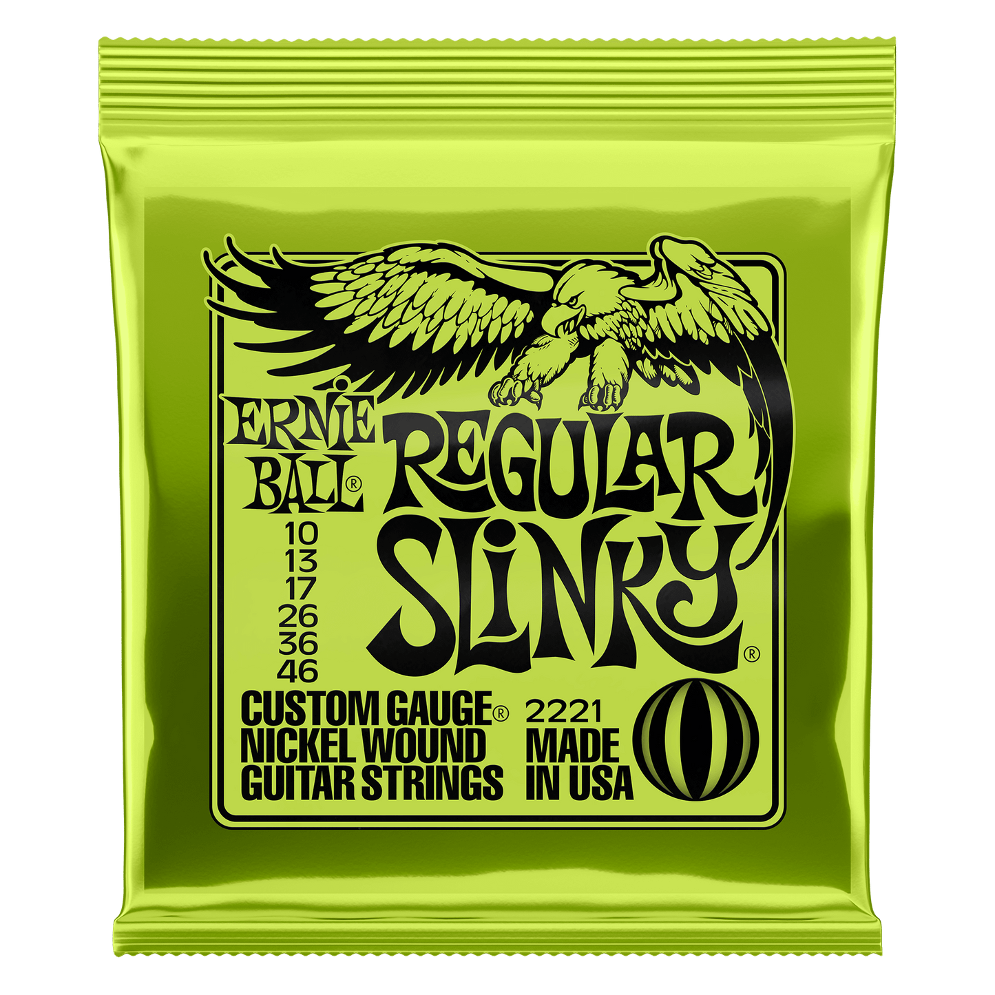 ERNIE BALL P02221 REGULAR SLINKY NICKEL WOUND ELECTRIC GUITAR STRINGS (10-46) GAUGE