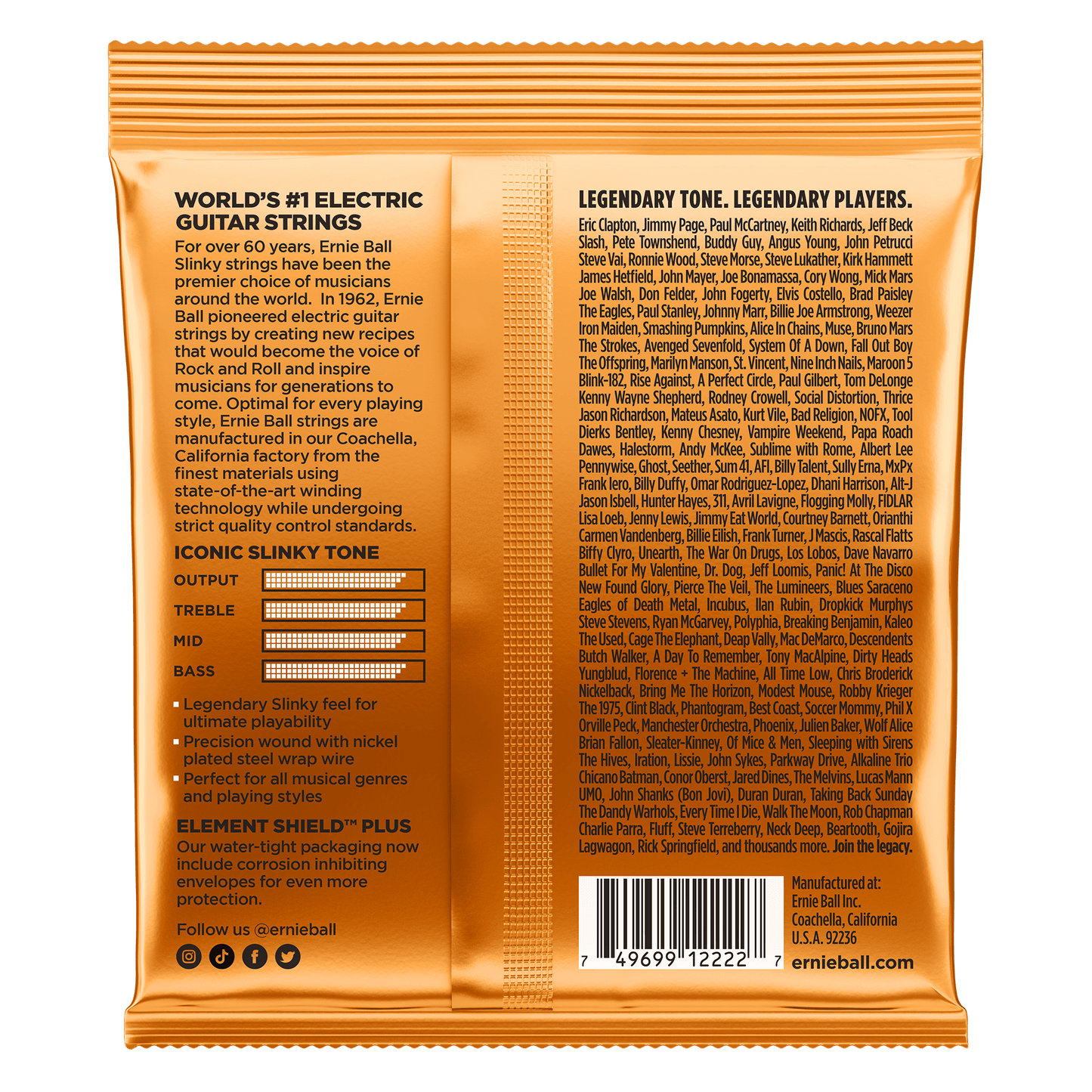 ERNIE BALL P02222 HYBRID SLINKY NICKEL WOUND ELECTRIC GUITAR STRINGS (9-46) GAUGE