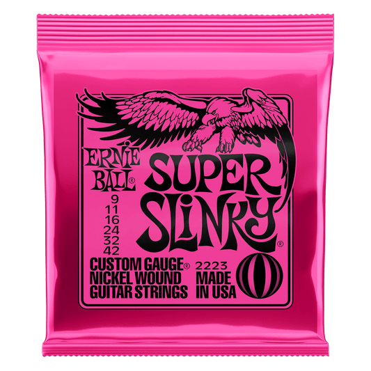 ERNIE BALL P02223 SUPER SLINKY NICKEL WOUND ELECTRIC GUITAR STRINGS (9-42) GAUGE