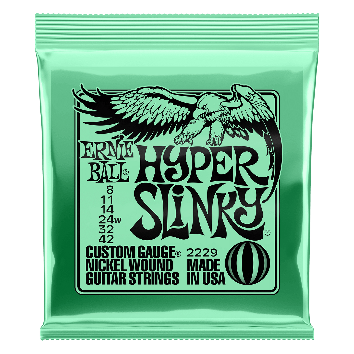 ERNIE BALL P02229 HYPER SLINKY NICKEL WOUND ELECTRIC GUITAR STRINGS (8-42) GAUGE