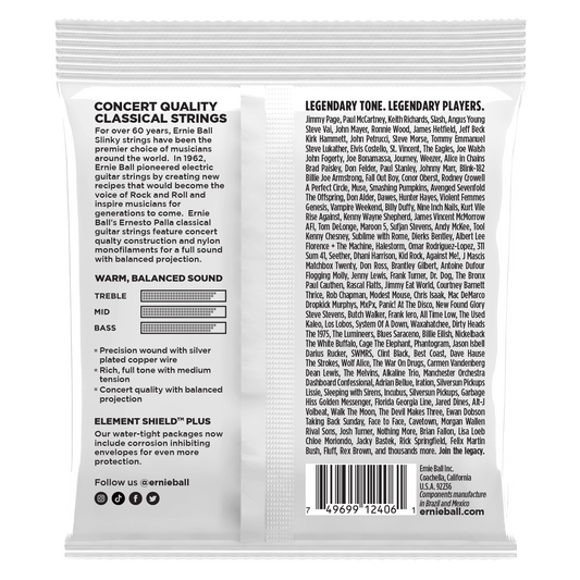 Ernie Ball P02406 Ernesto Palla Nylon Classical Guitar Strings - Black & Silver