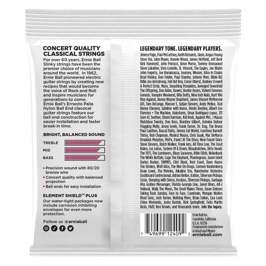 ERNIE BALL P02409 ERNESTO PALLA NYLON BALL END CLASSICAL GUITAR STRINGS - BLACK & GOLD