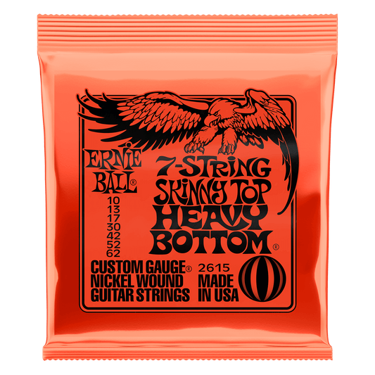Ernie Ball P02615 Skinny Top Heavy Bottom Slinky Nickel Wound 7-String Electric Guitar Strings 10-62 Gauge
