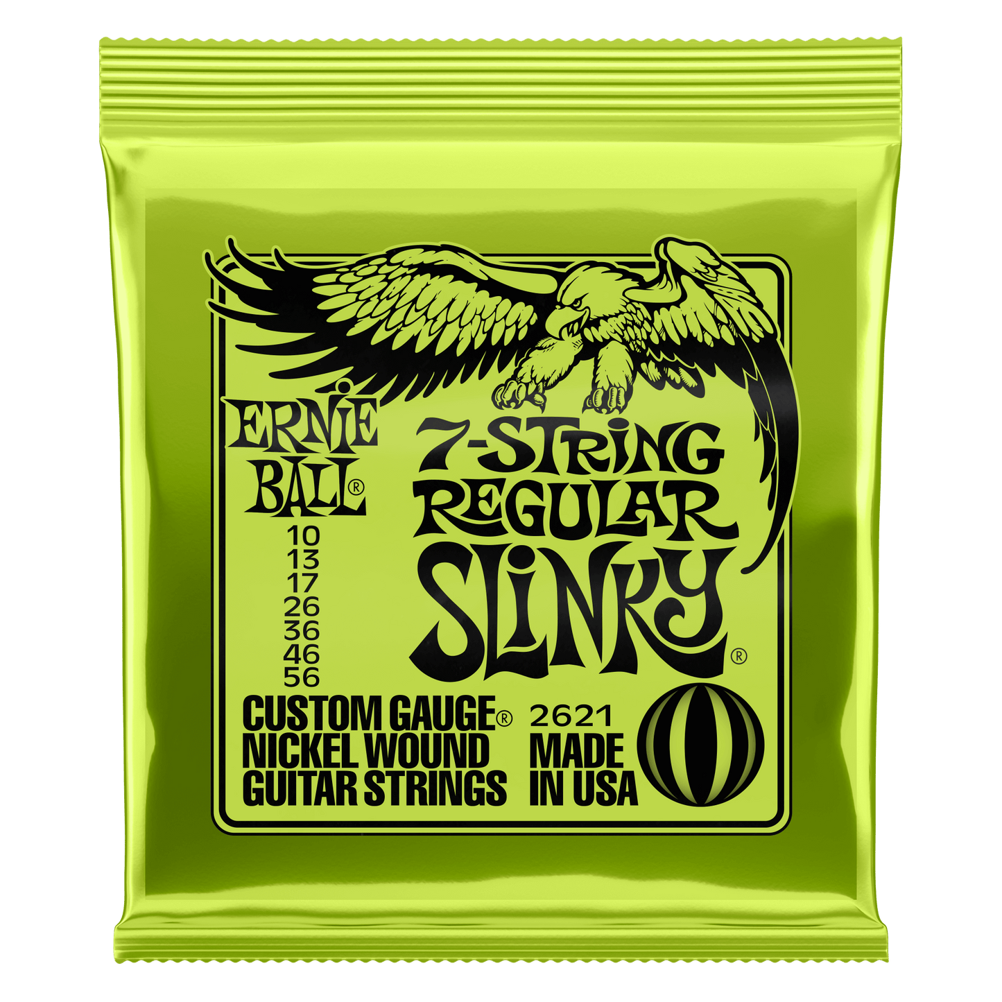 ERNIE BALL P02621 REGULAR SLINKY NICKEL WOUND 7-STRING ELECTRIC GUITAR STRINGS (10-56) GAUGE