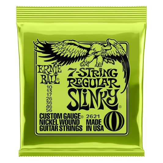 ERNIE BALL P02621 REGULAR SLINKY NICKEL WOUND 7-STRING ELECTRIC GUITAR STRINGS (10-56) GAUGE