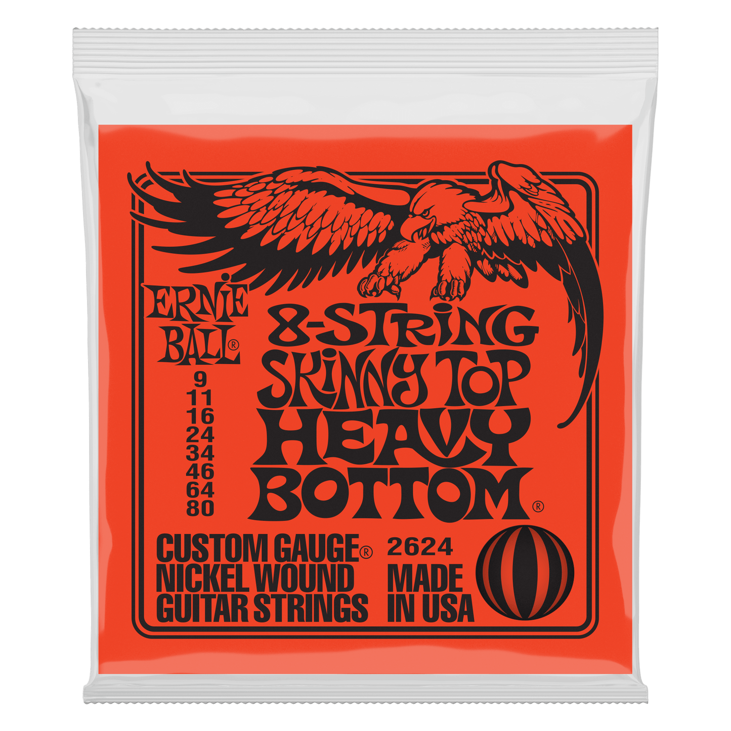 ERNIE BALL P02624 SKINNY TOP HEAVY BOTTOM SLINKY NICKEL WOUND 8-STRING ELECTRIC GUITAR STRINGS - 9-80 GAUGE