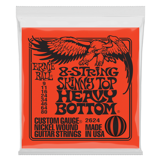 ERNIE BALL P02624 SKINNY TOP HEAVY BOTTOM SLINKY NICKEL WOUND 8-STRING ELECTRIC GUITAR STRINGS - 9-80 GAUGE