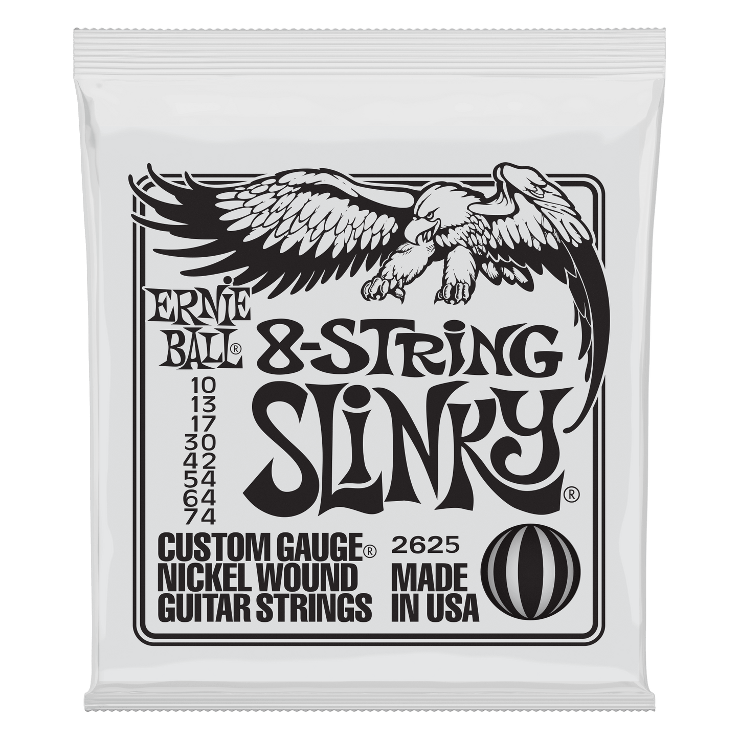 Ernie Ball P02625 Slinky Nickel Wound 8-String Electric Guitar Strings (10-74) Gauge