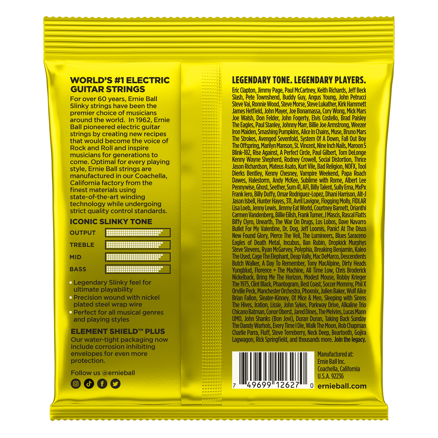 ERNIE BALL P02627 BEEFY SLINKY NICKEL WOUND ELECTRIC GUITAR STRINGS (11-54) GAUGE