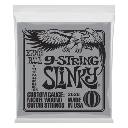 Ernie Ball P02628 Slinky Nickel Wound 9-String Electric Guitar Strings 9-105 Gauge
