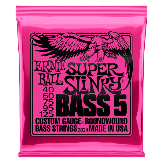 ERNIE BALL P02824 SUPER SLINKY NICKEL WOUND 5-STRING ELECTRIC BASS STRINGS 40-125 GAUGE