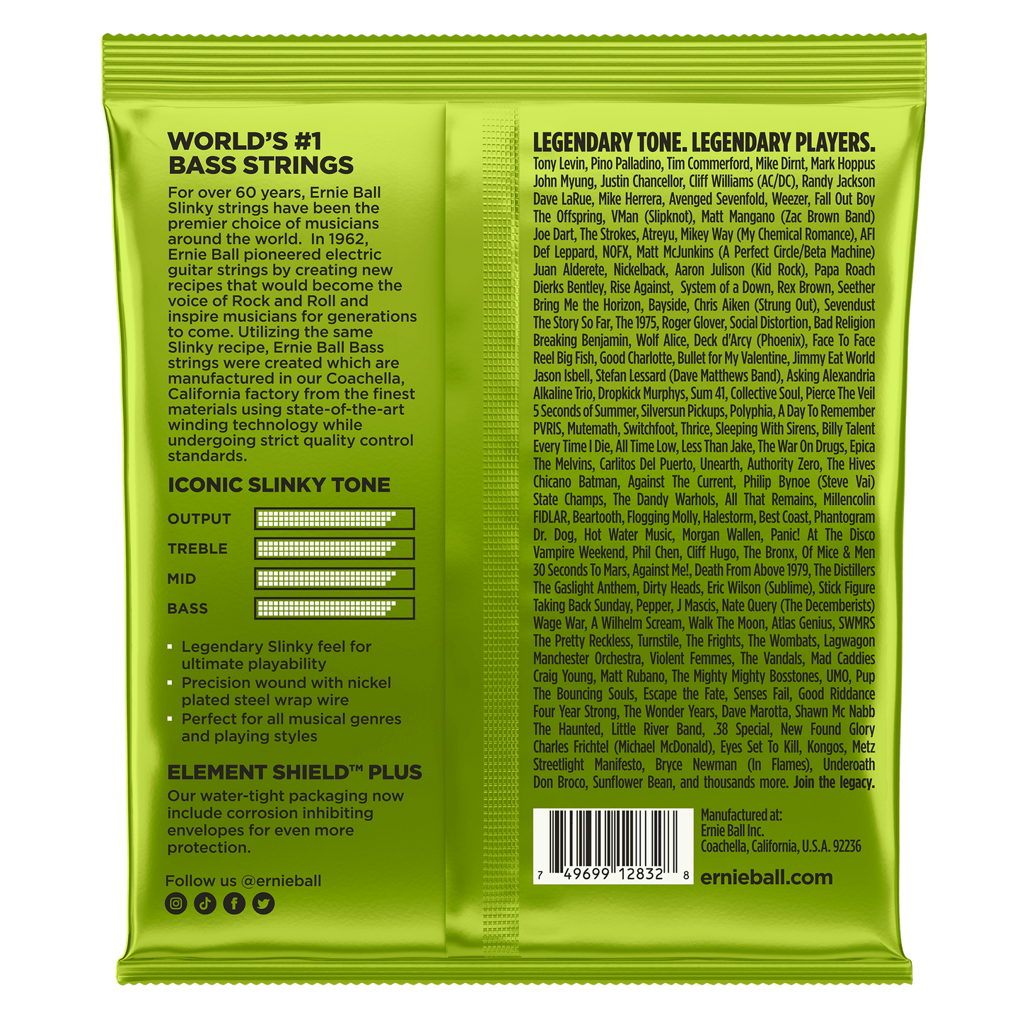 ERNIE BALL P02832 REGULAR SLINKY NICKEL WOUND ELECTRIC BASS STRINGS (50-105) GAUGE