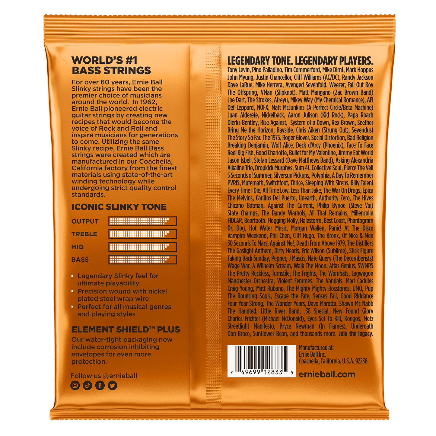 ERNIE BALL P02833 HYBRID SLINKY NICKEL WOUND ELECTRIC BASS STRINGS (45-105) GAUGE