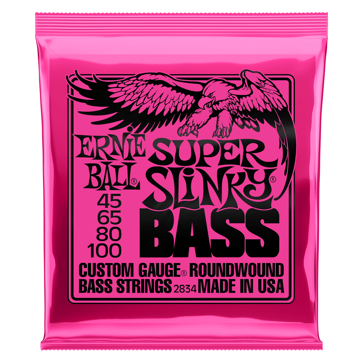 ERNIE BALL P02834 SUPER SLINKY NICKEL WOUND ELECTRIC BASS STRINGS (45-100) GAUGE